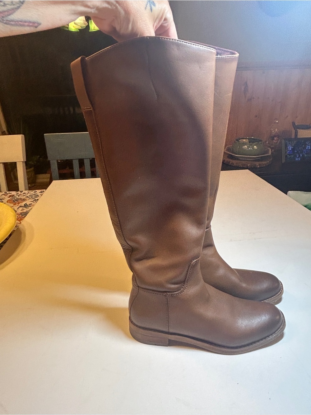 Franco Sarto Marlisa Brown Leather Knee High Riding Boots 7.5M Fall Equestrian